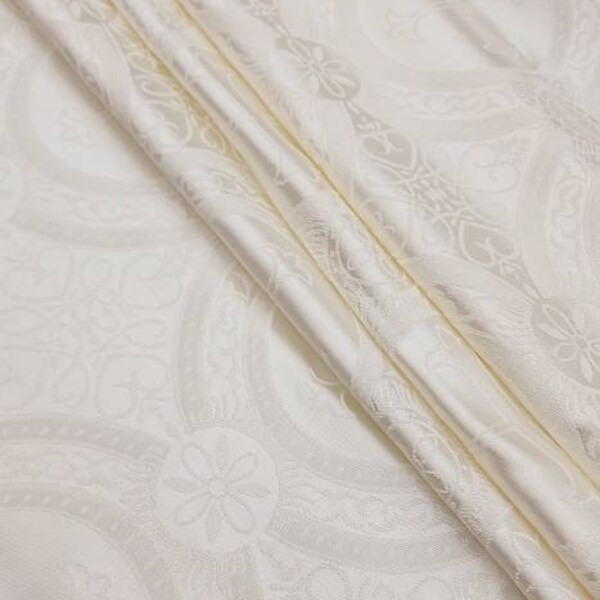 Off White Religious Brocade Fabric - Vestment - Liturgical - Ecclesiastical - Stole - Home & Altar Decor - Curtains by the yard - STYLE 121