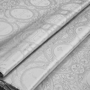 Liturgical Fabric Religious Brocade Metallic Cross Pattern ...