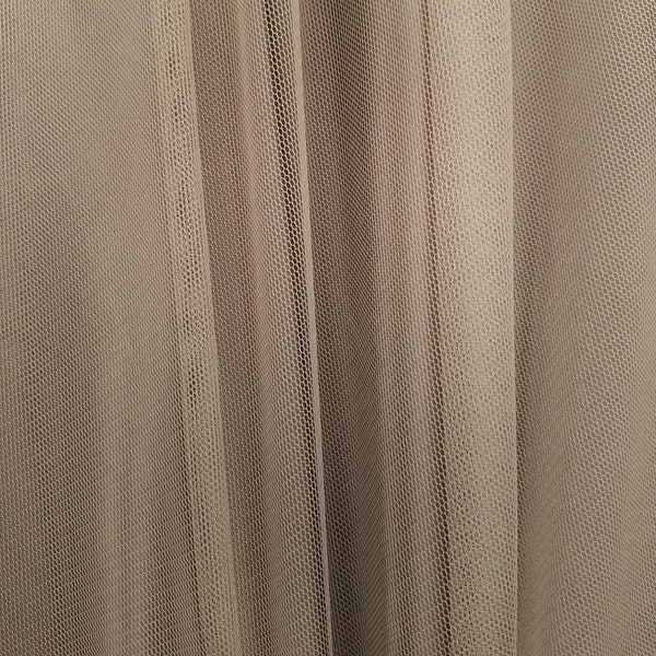 Taupe English Netting Fabric by the yard for Gowns - Stretch Netting - Lightweight - Bridal & Veils - Party - Prom - Couture - Style 100