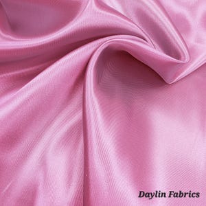 Pink Shiny Medium Satin Fabric Non Stretch Smooth Solid Plain Satin for Dress Lining Gowns Wedding Decor Events - STYLE 151