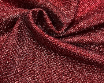 RED Lurex Glitter Fabric - Glimmer - Shimmer Fabric - Light Weight - Stretch Fabric - Sparkle - Shiny - Lurex Foam by the yard - Style 135