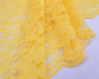 YELLOW Corded Floral Alencon Lace fabric By The Yard for Bridal - Gown - Wedding - Bridesmaid - Formal Dress -Prom - STYLE 105