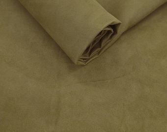 Light Olive Faux Suede Polyester Microsuede Fabric by the yard for Outwear Bag Lining Jewelry Suits Active Wear Hats Costume DIY - STYLE 089