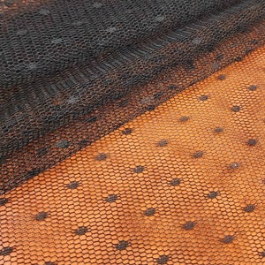 Black Point d&#39;Esprit Swiss Dot Veiling Fabric, 58&quot; Wide Polka Dots, Dotted Netting Tulle By The Yard for Capes, Gowns, Skrits, STYLE 143