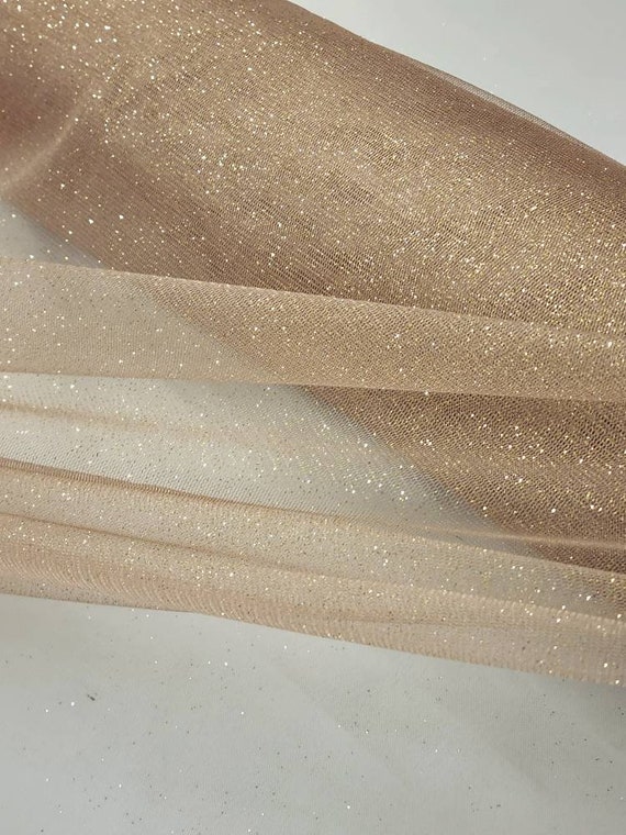 Nude Gold Glitter Tulle Nude Sparkle Tulle Fabric by the Yard for Bridal  Dress-prom-craft-gown-art-diy-decoration Event-wedding-style 126 