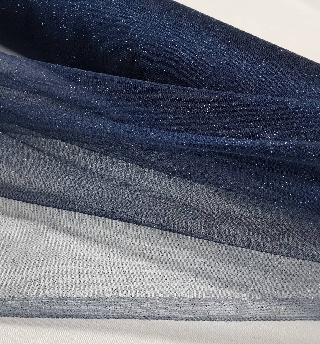 Navy Blue Glitter Sparkle Tulle Fabric by the Yard for Gowns- Bridal ...