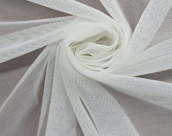 OFF WHITE Power Mesh Nylon Spandex Fabric by the Yard 4 Way Stretch Power Mesh 60” Wide Sheer Solid Plain Net Fabric For Sewing - STYLE 295