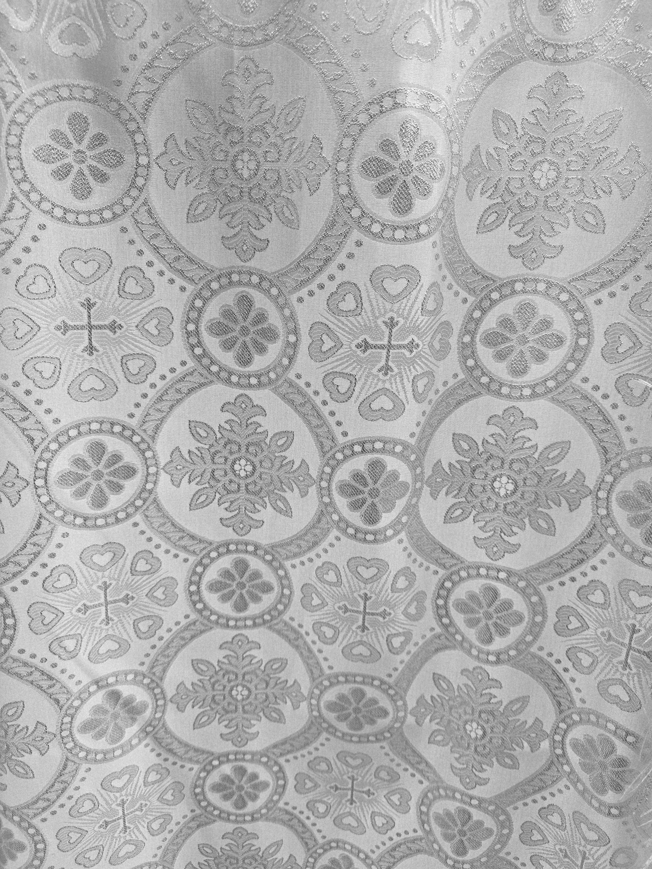 White Silver Liturgical Religious Church Brocade Fabric Ecclesiastical ...
