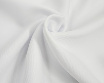 WHITE Polyester Gabardine Fabric by the Yard for Suits Overcoats Trousers Slacks Uniforms Vestment Clothing Decor 60" Wide - STYLE 038