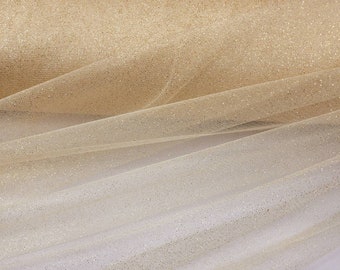 CHAMPAGNE Glitter Tulle Sparkle Tulle Fabric By The Yard for Bridal Dress, Prom, Craft, Gown, Art, DIY, Decor, Event, Wedding - STYLE 126