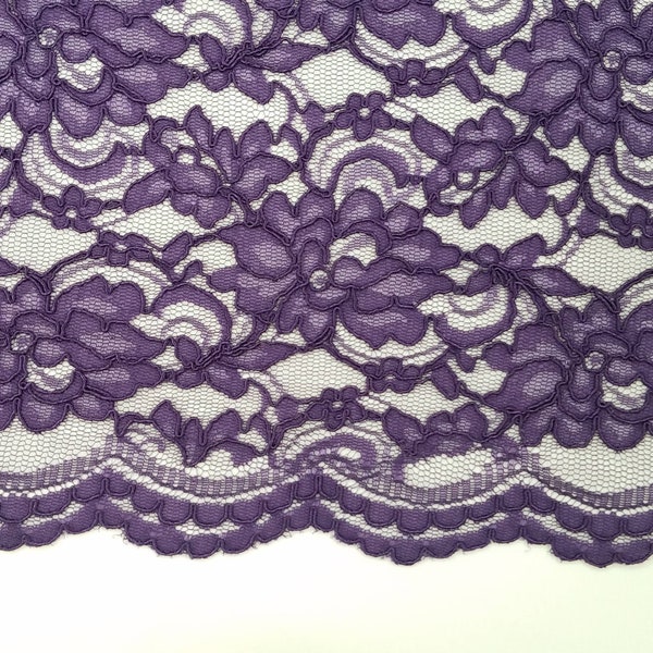 Purple Corded Floral Alencon Lace fabric By The Yard for Bridal - Gown - Wedding - Bridesmaid - Formal Dress -Prom - STYLE 105