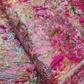 Fuchsia Brocade Fabric Metallic Crinkle Jacquard for Dress Floral Pattern Fabric for Costume Sewing Fabric by the Yard Couture Jacquard 033