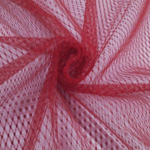 RED Swiss Dot Point D'Esprit Schleiernetzstoff, Meterware, 152 cm breit, Polyester, gepunktetes Netzgewebe, feine Polkadot-Muster für Fichu-Hutmacherei, Stil 103