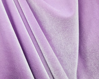 LILAC Polyester Spandex Stretch Velvet Fabric by the Yard for Bows Topknots Head-wraps Scrunchies Clothes Costumes Crafts Dress - STYLE 219