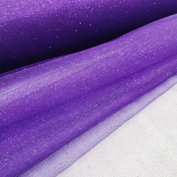 Purple Glitter Tulle Fabric Sparkle - Shiny Tulle By The Yard for Bridal Dress - Prom - Gown - Art - Decoration Event - Wedding - STYLE 126