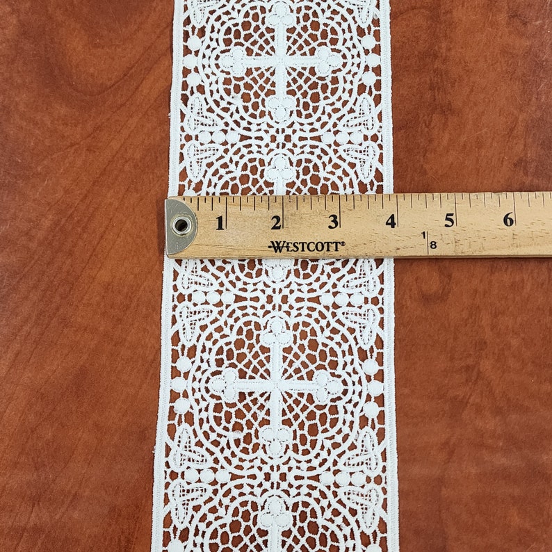 White Liturgical Lace Trim Fabric Sold by the Yard 4