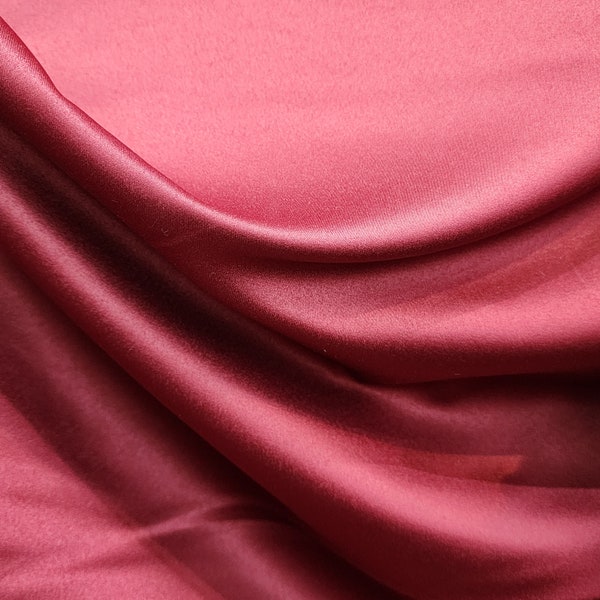 BURGUNDY Japanese Heavy Dull Matte Bridal Satin Fabric by the yard for Wedding, Gowns, Skirts, Decor, Events, Garments - STYLE 144