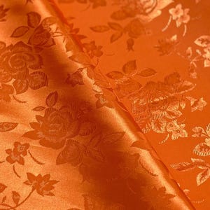 Oranger Polyester-Blumenjacquard-Brokat-Satin-Stoff, Meterware, für Kleider, Brautmode, Dekoration, Events, Kleidung, Kostüme, Bastelarbeiten, Stil 316