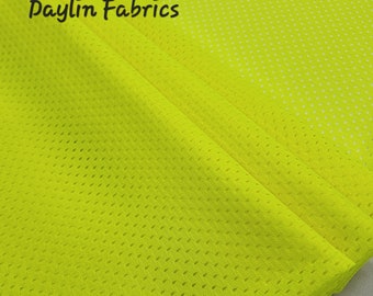 Neon Yellow Athletic Sports Mesh Knit 100% Polyester Football Sports Mesh Fabric by the Yard for Apparel Craft Costume Jersey 60" STYLE 028