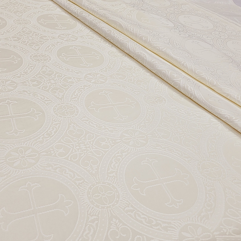 Off White Liturgical Brocade Fabric Sold by the Yard for Vestment ...