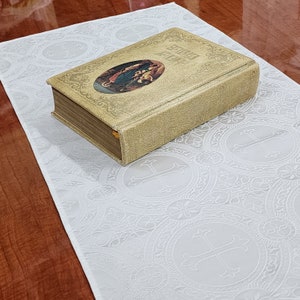 BLANCHE Liturgique Prière Nappe Maison Autel Catholique Chrétien 2 Tailles Croix Chemin Sainte Icône Catéchèse Oratoire Couverture Décor - 007