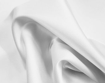 White Silk Minimal Stretch Bridal Satin Fabric By The Yard For Gown - Wedding - Bridesmaid - Prom Dress - Party - Evening - DIY - STYLE 110
