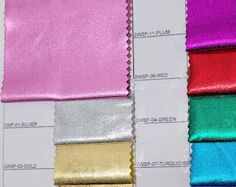 10 Colors 4-Way Stretch Metallic Foil Fabric by the Yard - Foil Spandex Lame Fabric - All Over Foil on Stretch Knit 58/60" Wide - STYLE 013