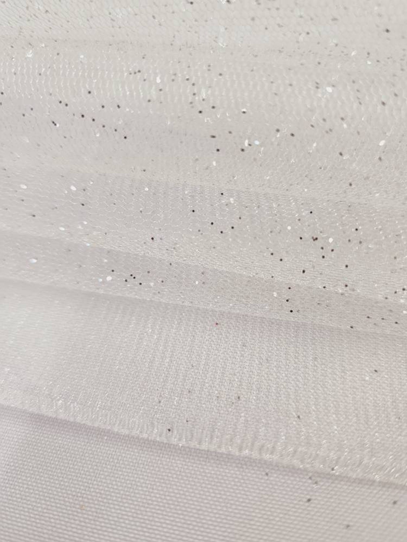 Ivory Flocked Glitter Tulle London main image 0