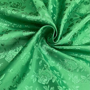 Smaragdgrüner Polyester-Jacquard-Brokat-Satinstoff mit Blumenmuster, Meterware für Kleider, Brautkleider, Wohndekor, Kleidung, Kostüme, Kunsthandwerk, Stil 316