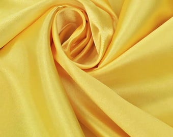 Mango Yellow Faux Silk Minimal Stretch Lightweight Charmeuse Satin Fabric by the Yard for Lining, Gowns, Decor, Event, Cosplay - STYLE 108
