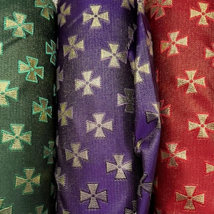 Liturgical Brocade Metallic Brocade Jacquard Fabric Vestment Cross Fabric for Church Ecclesiastical Alb Altar Home Decor Curtains - 092