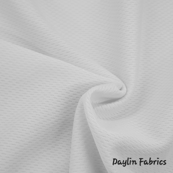White Polyester Dimple Sports Mesh Knit Fabric by the Yard Bolt