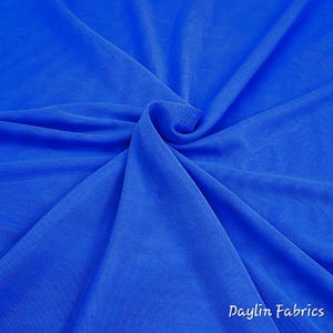 Royal Blue Power Mesh Nylon Spandex Fabric by the Yard 4 Way Stretch Power Mesh 60” Wide Sheer Solid Plain Net Fabric For Sewing - STYLE 295