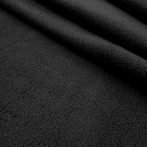 Black Solid Poly Cotton Fleece Fabric by the yard and Bolt Polar Fleece Fabric Anti-Pill 58" Wide for Blankets Covers Crafts - STYLE 052