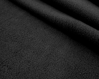 Black Solid Poly Cotton Fleece Fabric by the yard and Bolt Polar Fleece Fabric Anti-Pill 58" Wide for Blankets Covers Crafts - STYLE 052