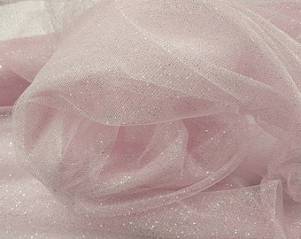 Light Pink Silver Glitter Tulle Sparkle Tulle Fabric By The Yard for Bridal Dress-Prom-Craft-Gown-Art-DIY-Decoration Event-Costume-STYLE 126