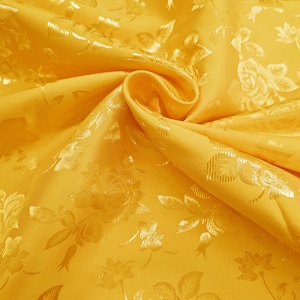 Gelber Polyester-Blumenjacquard-Brokat-Satin-Stoff, Meterware, für Kleider, Brautmode, Dekoration, Kleidung, Kostüme, Bastelarbeiten - Stil 316