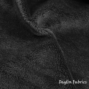 Black Rich Minky Fabric By The Yard, 60” Wide Soft Cuddle Fabric, 3.mm Pile Faux Fake Fur Mink Fabric, Solid Smooth Minky Fabric, STYLE 188