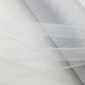 White Silver Glitter Tulle Sparkle Tulle Fabric By The Yard for Bridal Dress-Prom-Craft-Gown-Art-DIY-Decoration Event-Wedding- STYLE 126