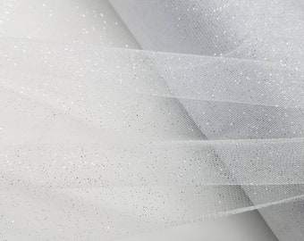 White Silver Glitter Tulle Sparkle Tulle Fabric By The Yard for Bridal Dress-Prom-Craft-Gown-Art-DIY-Decoration Event-Wedding- STYLE 126