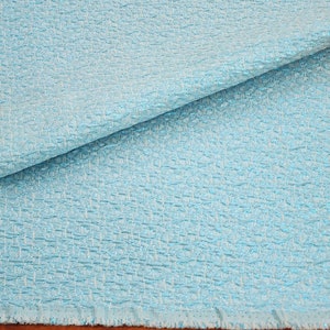 Sky Blue Aqua Crinkle Jacquard Brocade Satin Fabric by the yard for Gowns Costume Decor Events Vest Couture Capes Crafts Bridal - STYLE 273