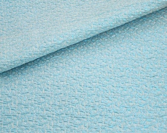 Sky Blue Aqua Crinkle Jacquard Brocade Satin Fabric by the yard for Gowns Costume Decor Events Vest Couture Capes Crafts Bridal - STYLE 273