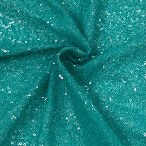 Aqua Medium Shimmer Pattern,Hologram 3mm Glitz Sequins On Mesh Lace Fabric by the Yard for Gowns, Decor, Event, DIY, Table Covers, STYLE 240
