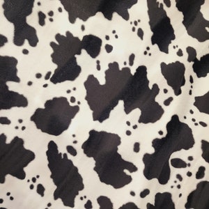 White Black Cow Print Velboa Faux Fabric Wave Pattern Soft Faux Fur Leather Fabric Animal Print 60&quot; Wide Width Sold by The Yard STYLE 005