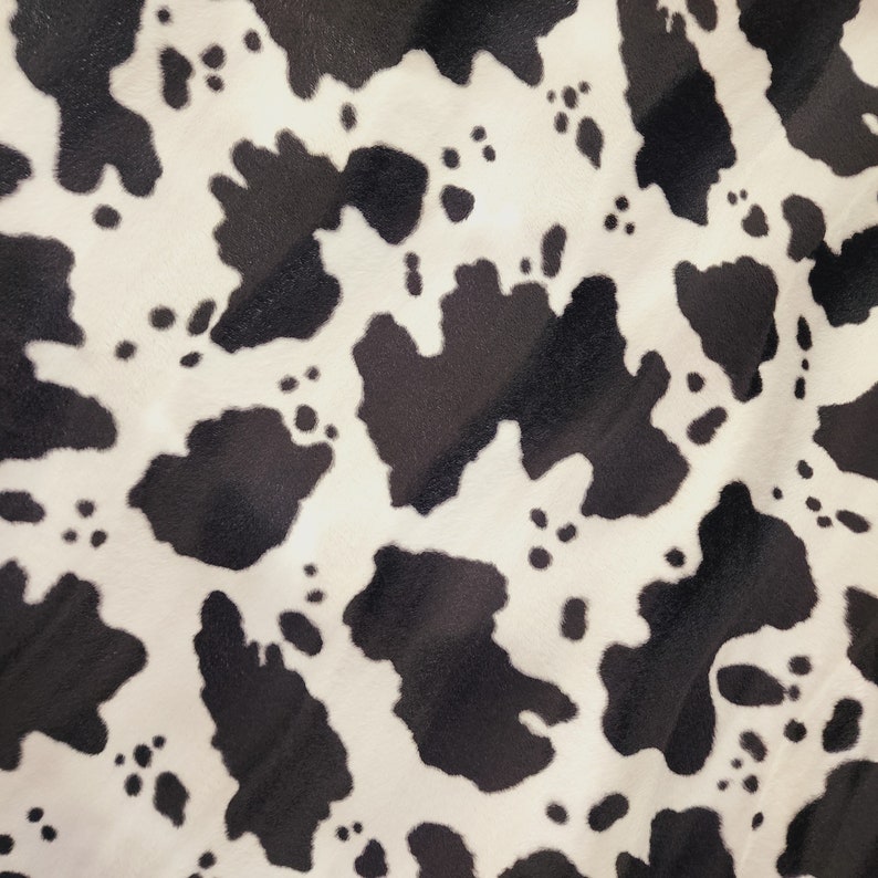 White Black Cow Print Velboa Faux Fabric Wave Pattern Soft Faux Fur ...