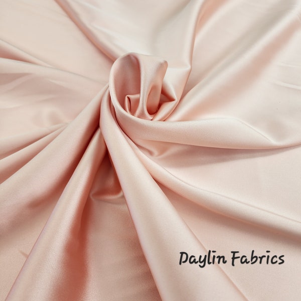 Light Peach Silk Minimal Stretch Bridal Satin Fabric By The Yard For Gown - Wedding - Bridesmaid - Prom - Party Dress - DIY - STYLE 110