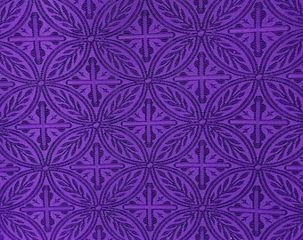 Paarse liturgische stof, religieuze jacquardbrokaat, gewaad, evenementdecoratie, kruis, kerkelijke schort, geestelijke stola - STIJL 076