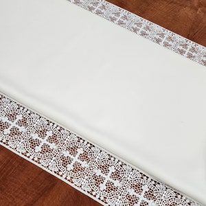 White Liturgical Lace Trim Fabric Sold By The Yard 4&quot; Wide Religious Cross Ecclesiastical Prayer table Edging Home Altar Decor, STYLE 032