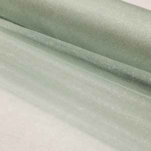 Light Sage Green Silver Glitter Tulle Fabric Sparkle Tulle By The Yard for Bridal- Dress-Prom-Gown-Decoration Event-Costume- STYLE 126