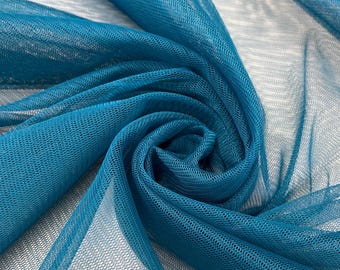 Dark Teal English Netting Fabric by the yard 60" Wide Sheer Mesh Bridal Veils Sashes Flower Girls Costume Capes Decor Events - STYLE 100